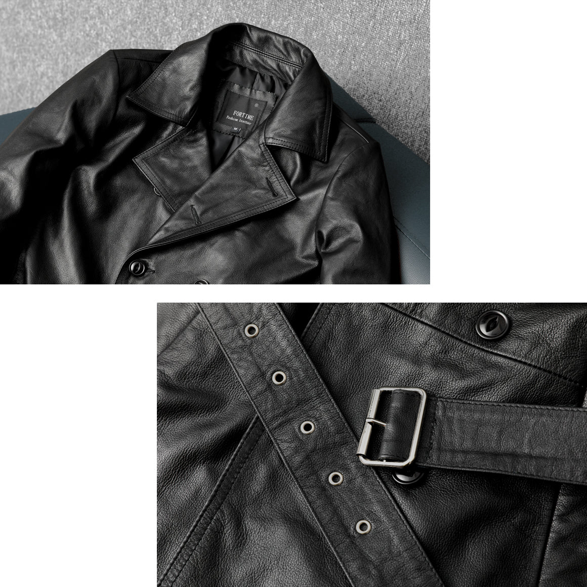 Mid-Length Windbreaker Suit Genuine Leather Jacket
