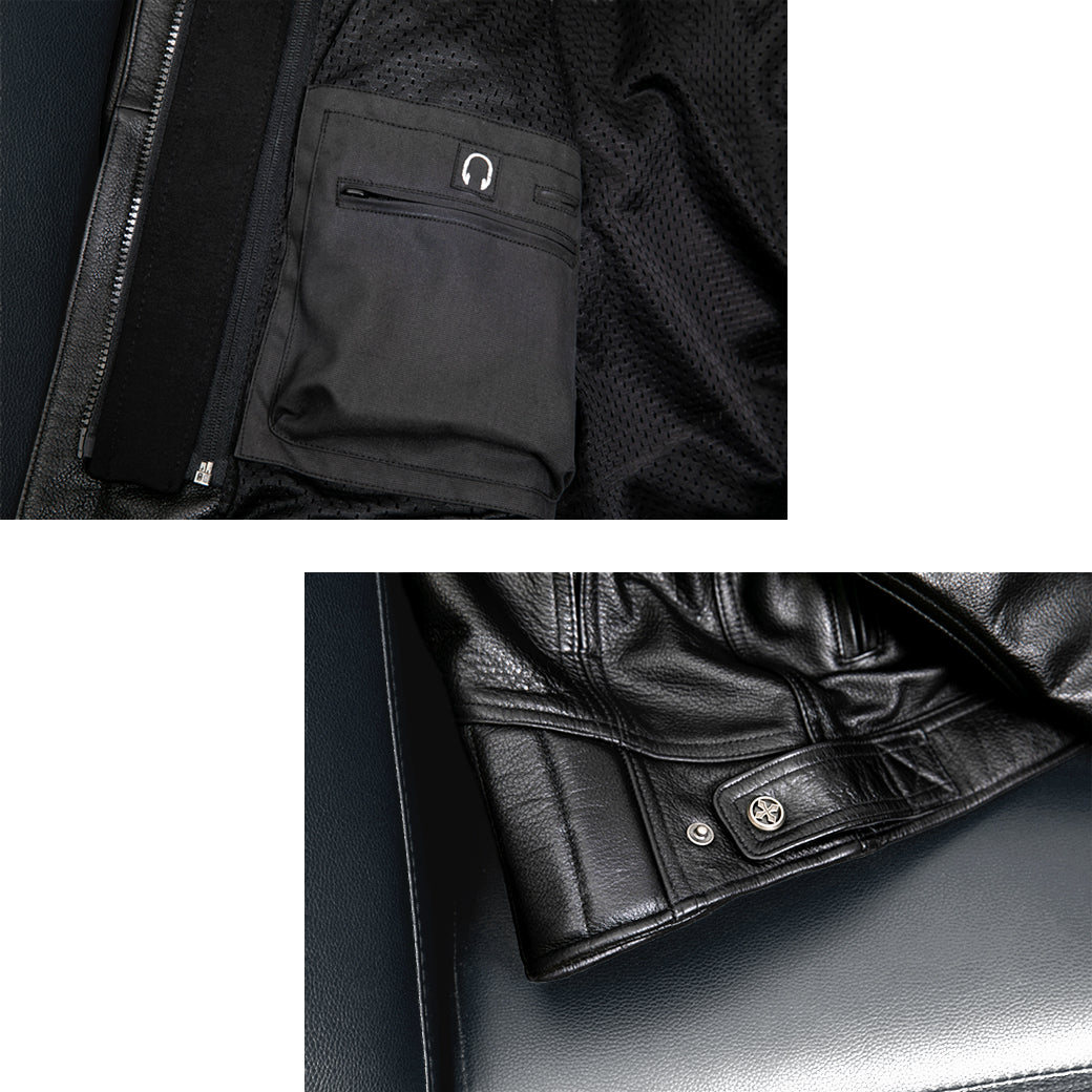 Detachable Hooded Slim Fit Motorcycle Leather Jacket