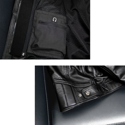 Detachable Hooded Slim Fit Motorcycle Leather Jacket