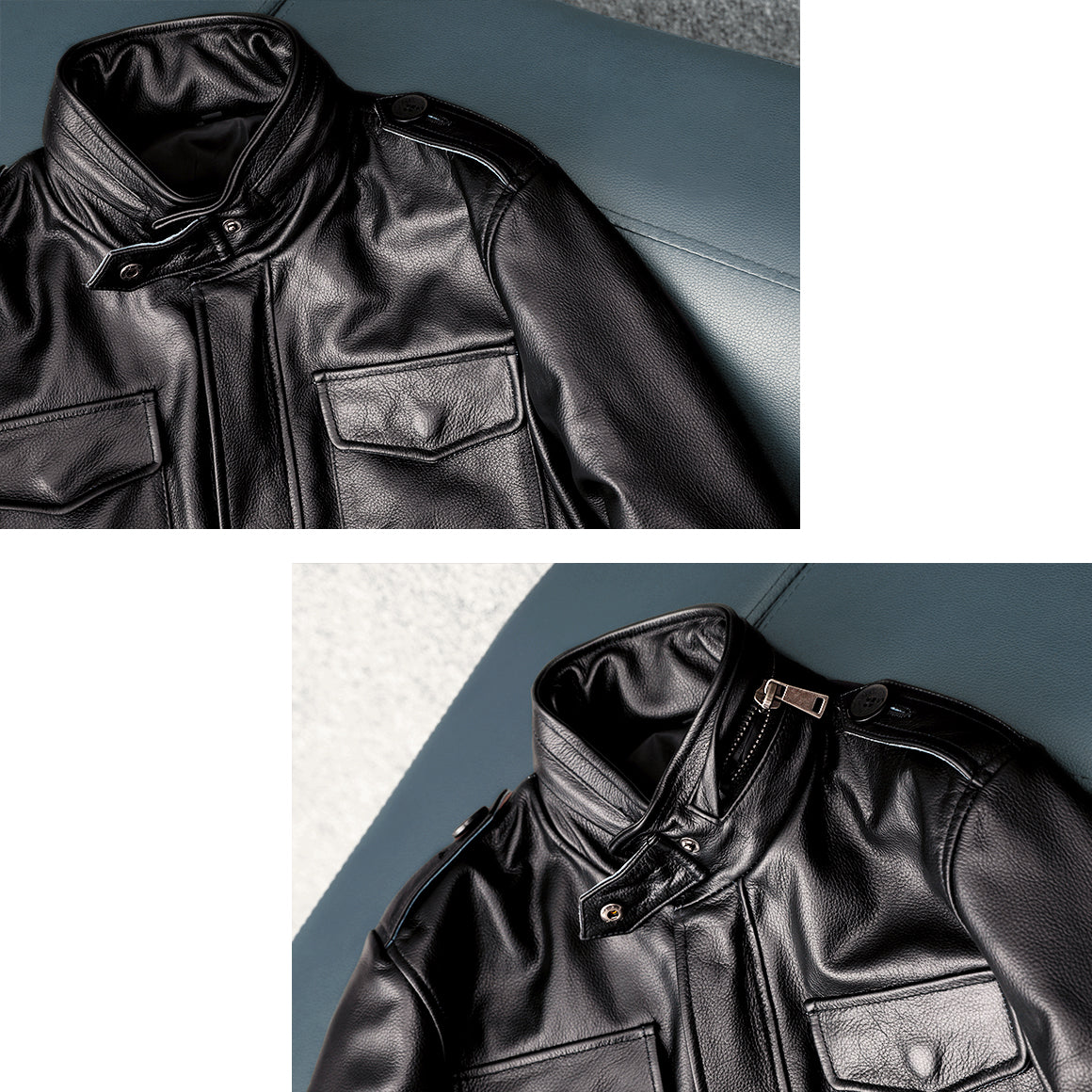 Motorcycle Mid-Length Windbreaker Genuine Leather Jacket