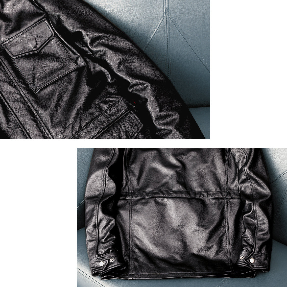 Motorcycle Mid-Length Windbreaker Genuine Leather Jacket