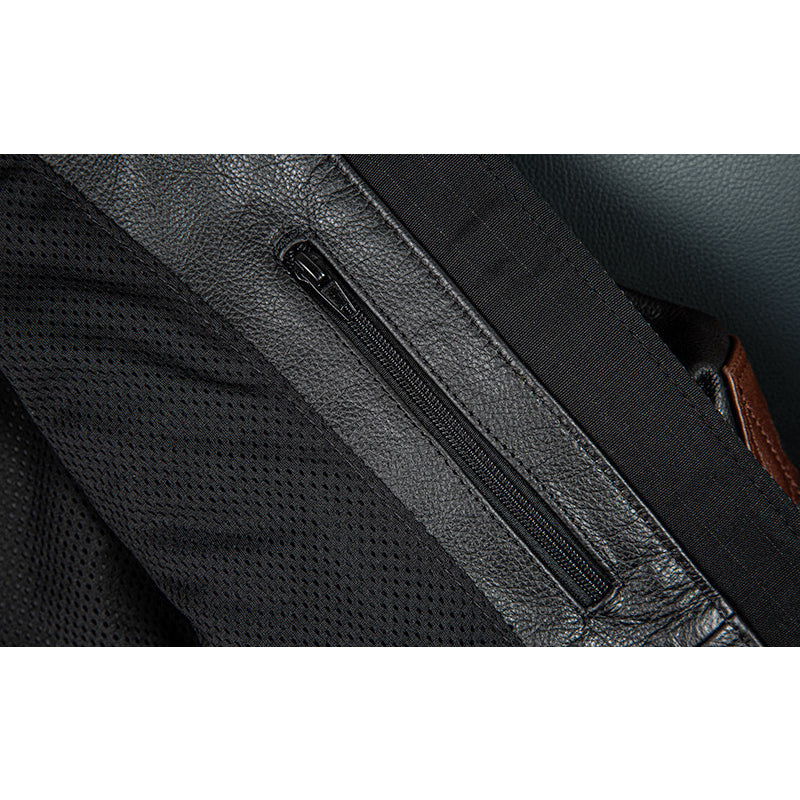 Plaid Stitching Motorcycle Genuine Leather Jacket