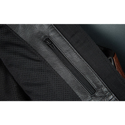 Plaid Stitching Motorcycle Genuine Leather Jacket