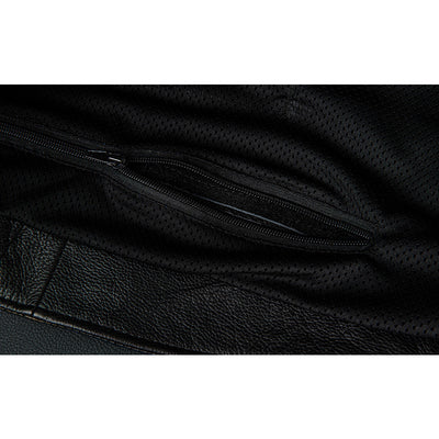 Plaid Stitching Motorcycle Genuine Leather Jacket