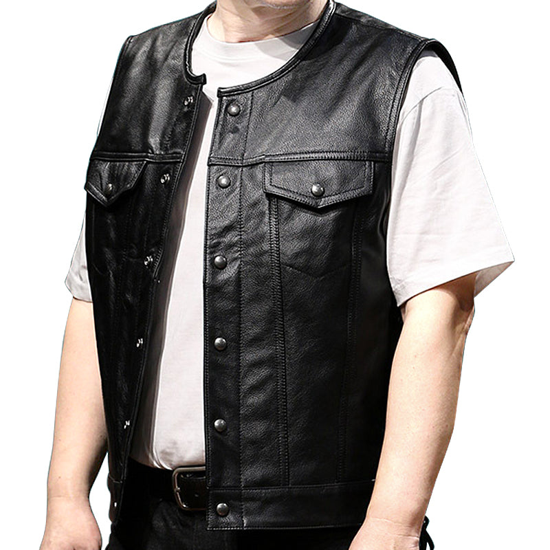Motorcycle Skull Wings Leather Vest Side Laces