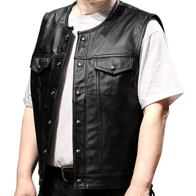 Motorcycle Skull Wings Leather Vest Side Laces