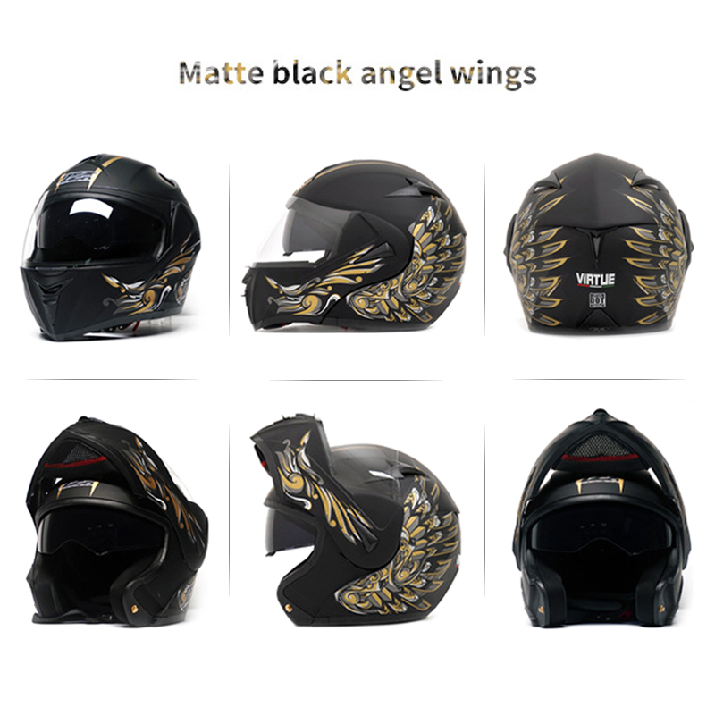 angel wings motorcycle helmet Flip Up Motorcycle Dual Lens Helmet with Bluetooth – Biker Forward