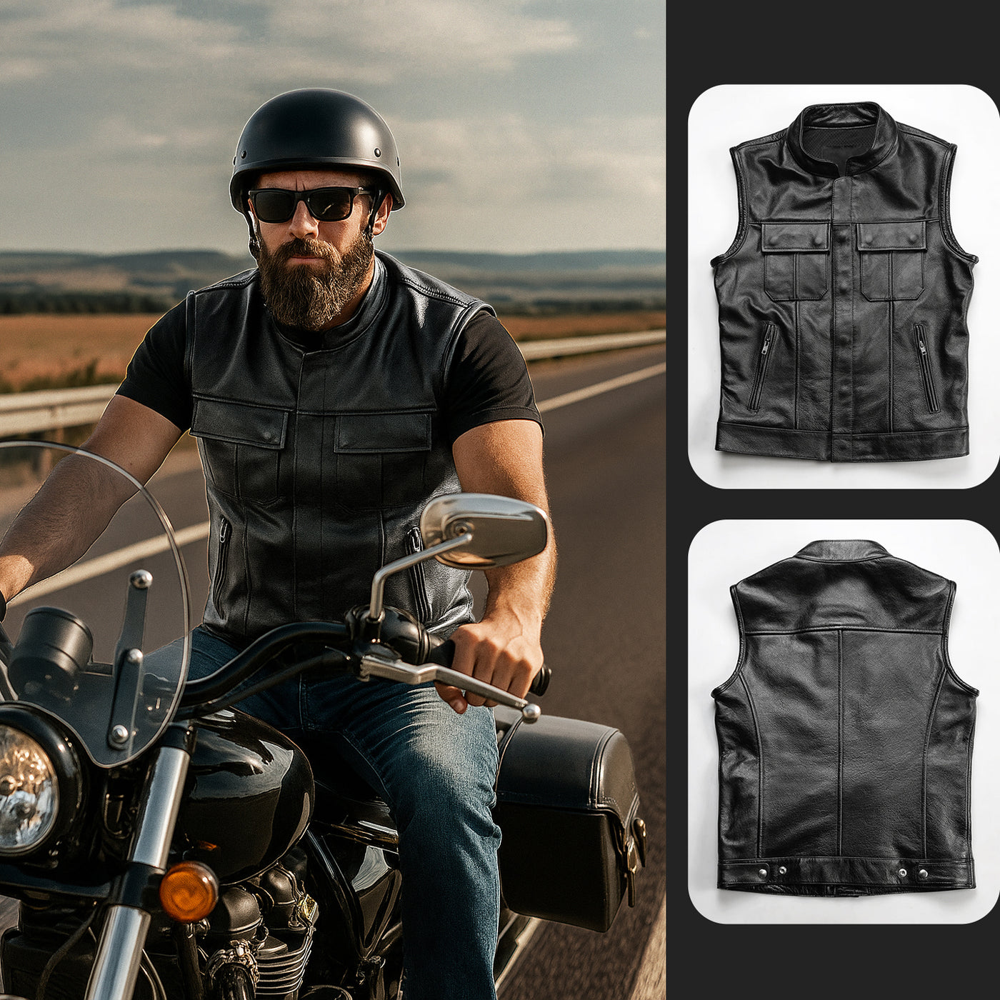 SOA Motorcycle Genuine Leather Vest