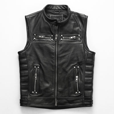 Motorcycle Rivets Genuine Leather Vest