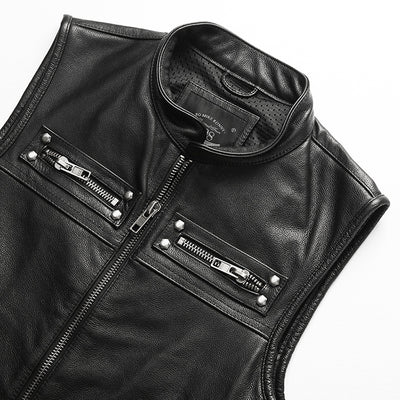 Motorcycle Rivets Genuine Leather Vest