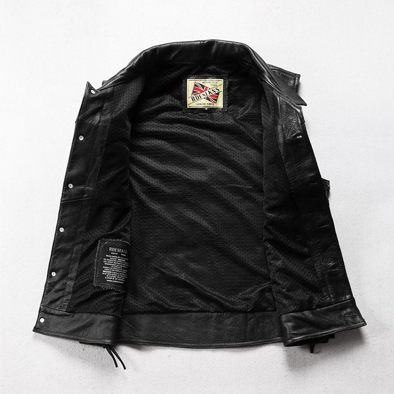 Flame Knight Cowhide Motorcycle Leather Vest