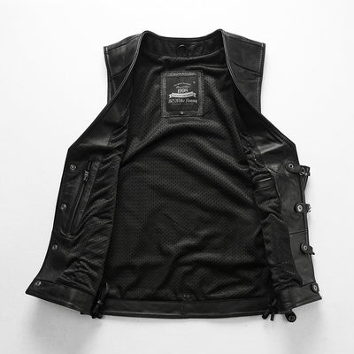 V-Neck Chain Genuine Leather Vest