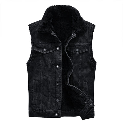 Men's Motorcycle Plus Velvet Thickened Denim Vest