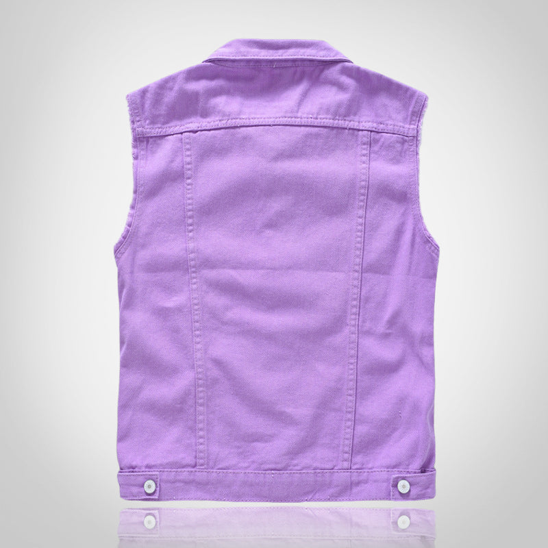 Lake Blue Casual Waistcoat Denim Vest