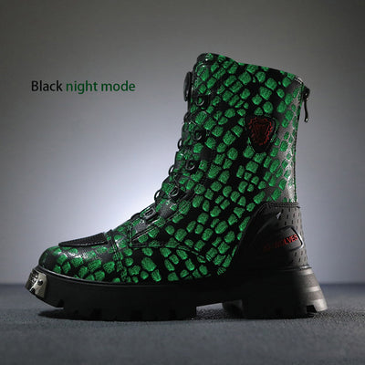 Punk Motorcycle Night Luminous Boots with ATOP Closure System