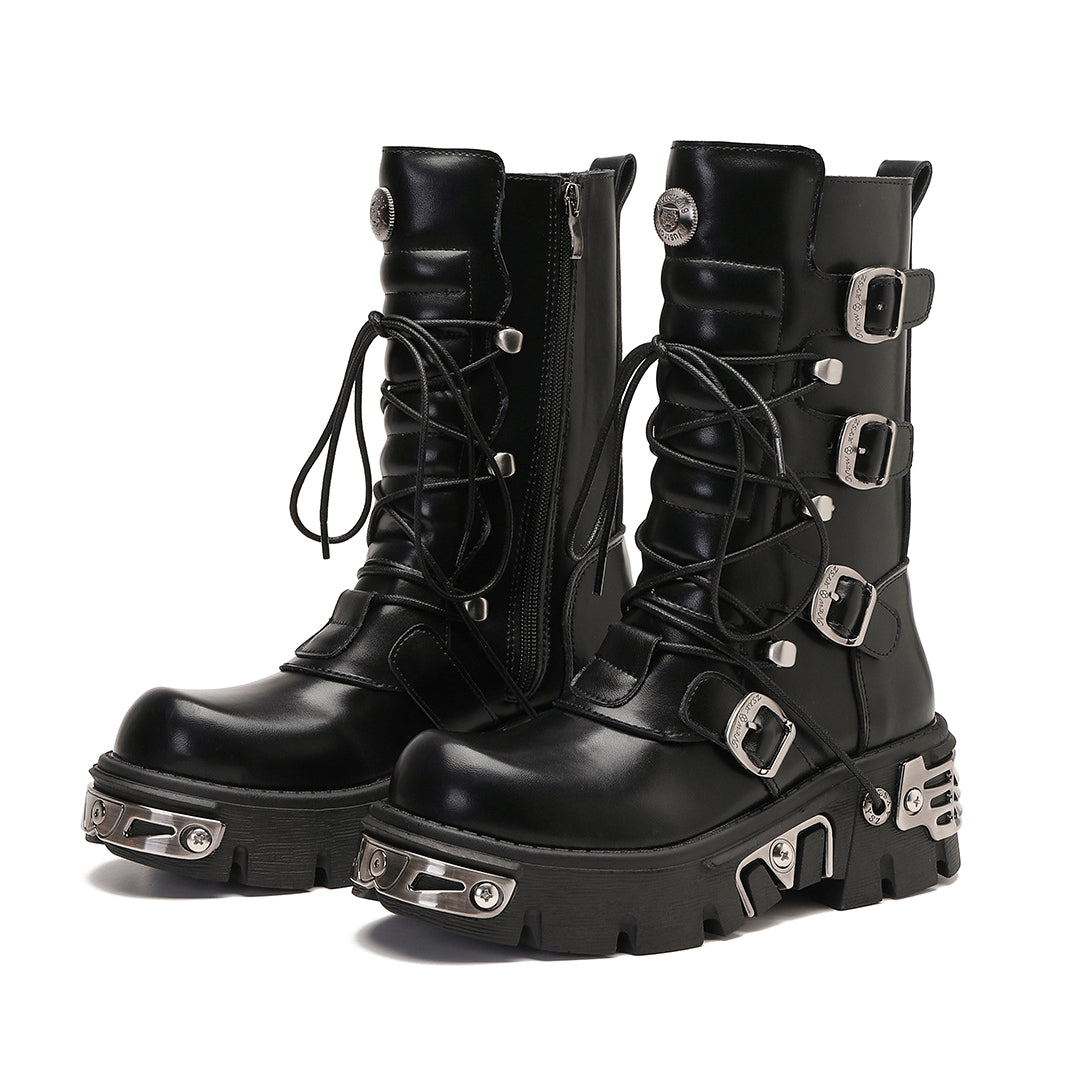 ヴィンテージ ブーツ Distressed Punk Biker Boots Retro Punk Cowhide Leather Motorcycle Boots – Biker Forward