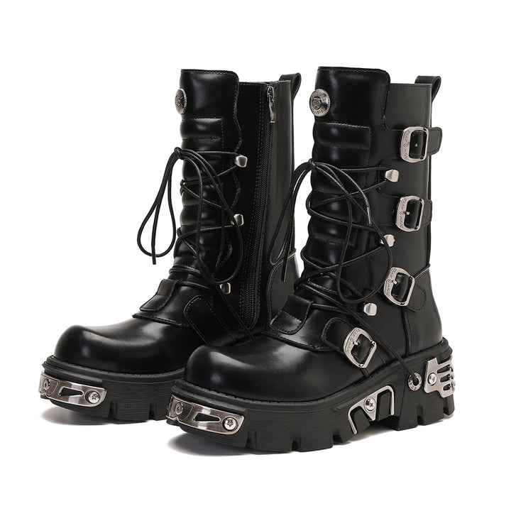 Retro Punk Cowhide Leather Motorcycle Boots – Biker Forward