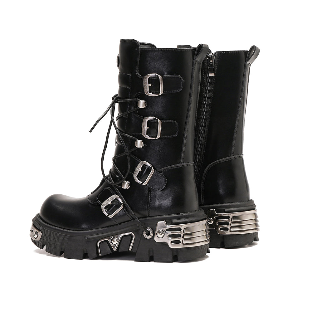 Retro Punk Cowhide Leather Motorcycle Boots – Biker Forward