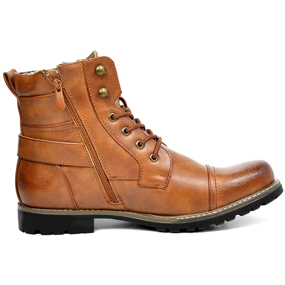 Men's Leather Two Zippers Motorcycle Boots