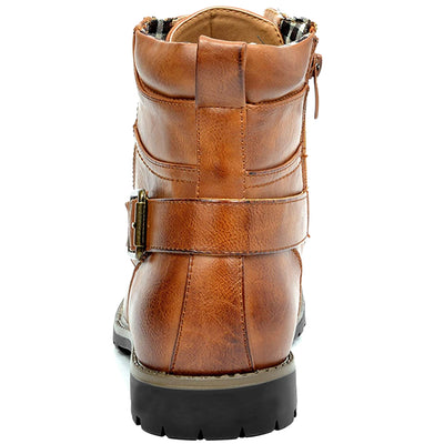 Men's Leather Two Zippers Motorcycle Boots