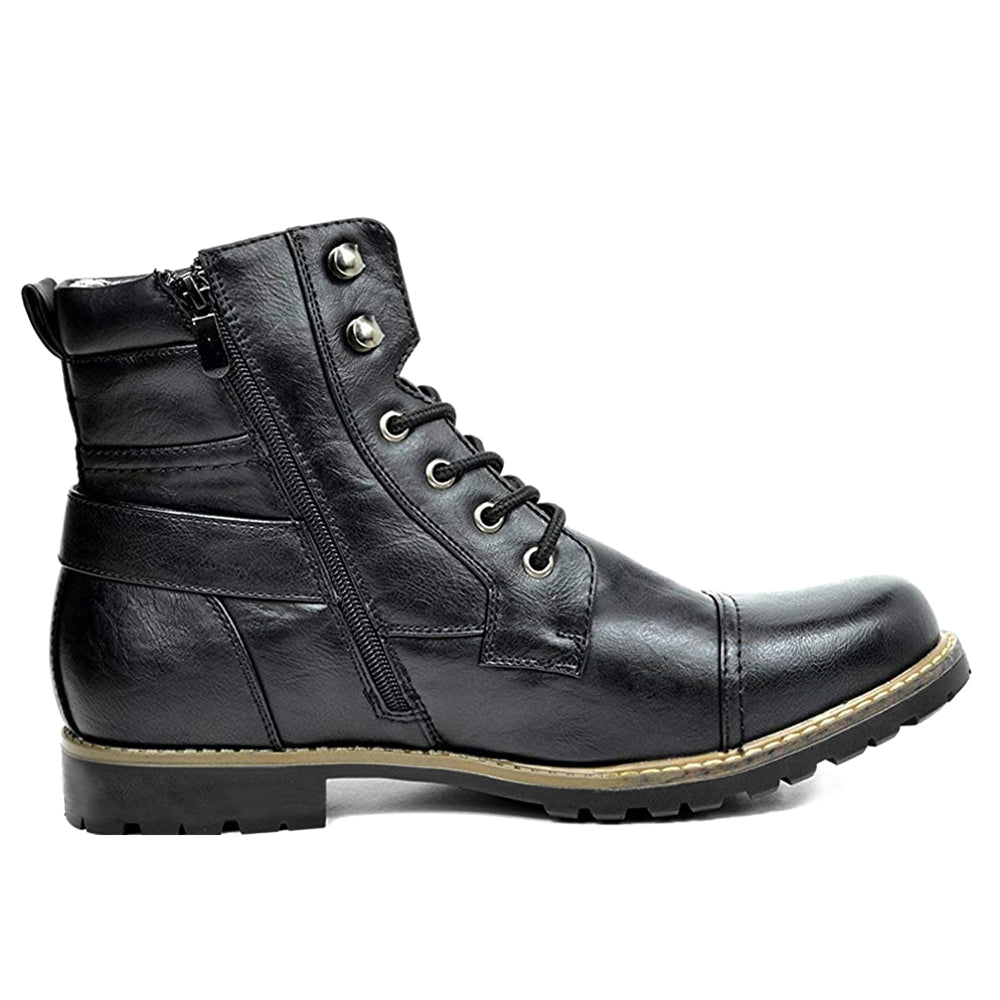 Men's Leather Two Zippers Motorcycle Boots