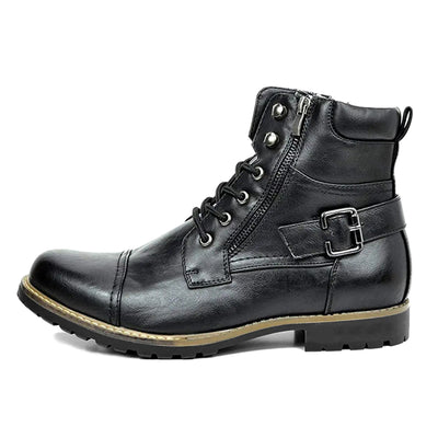 Men's Leather Two Zippers Motorcycle Boots