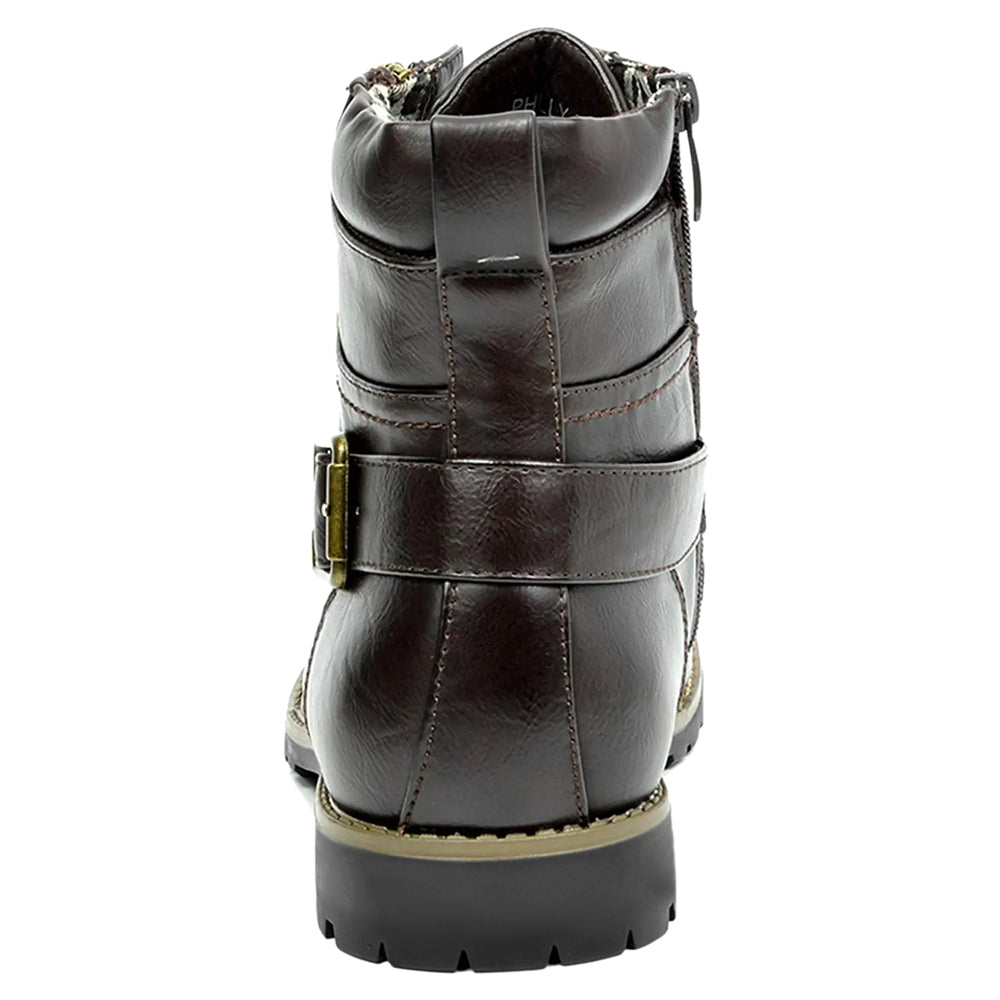 Men's Leather Two Zippers Motorcycle Boots