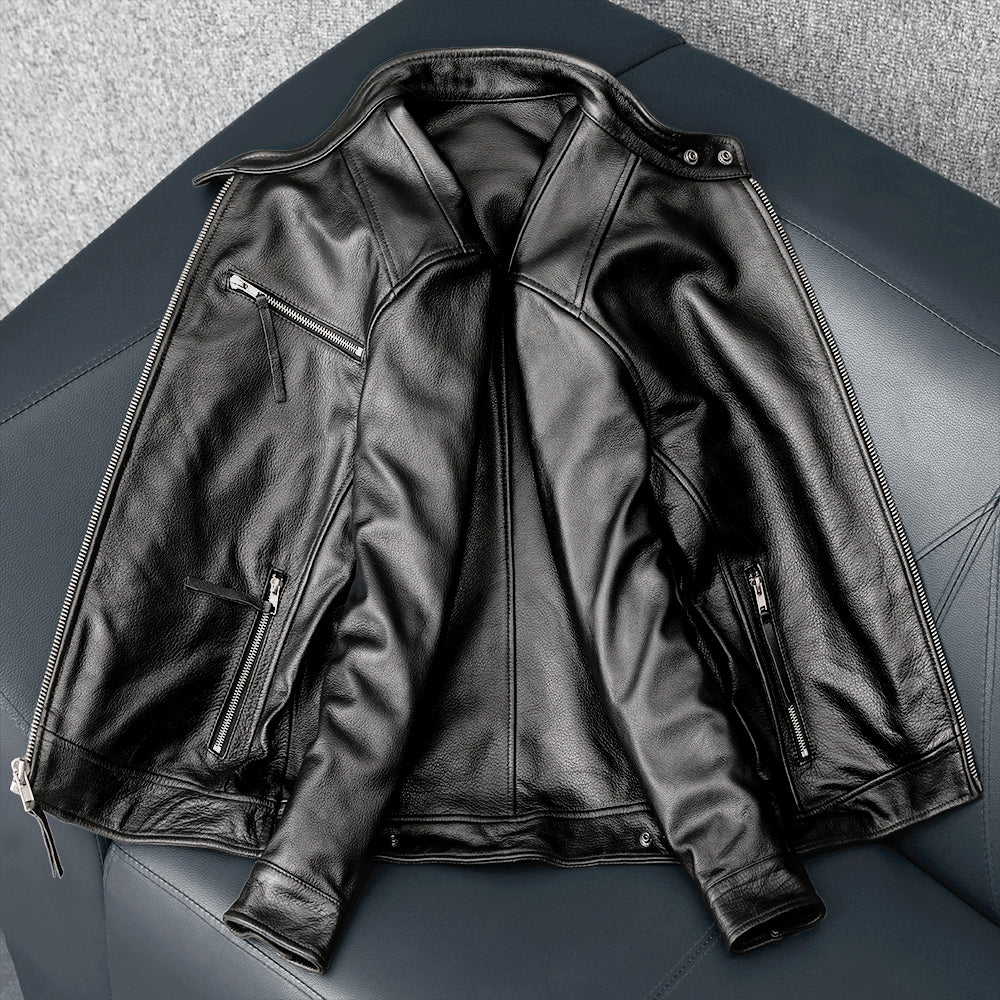 Cowhide Black Leather Jacket