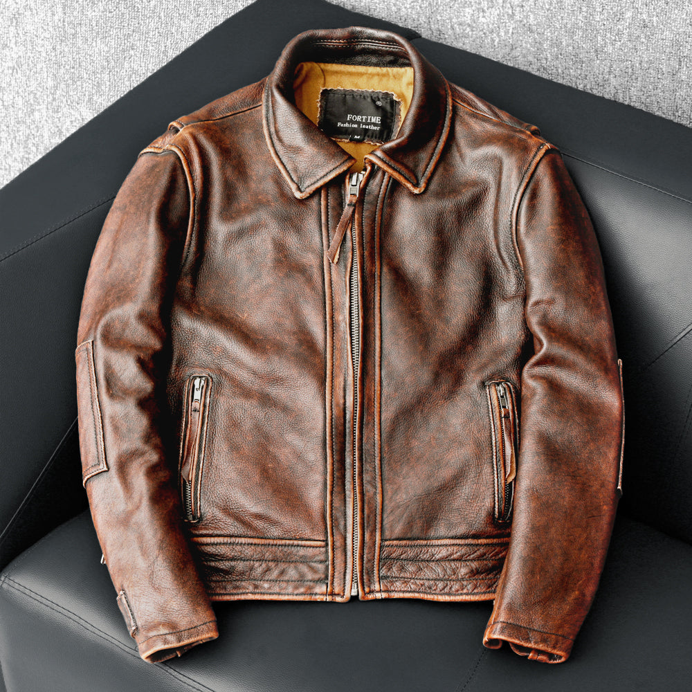Amekaji Men's Cowhide Leather Jacket – Biker Forward