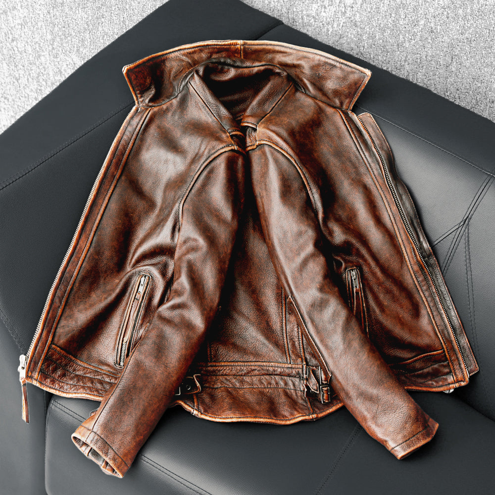 Amekaji Men's Cowhide Leather Jacket – Biker Forward