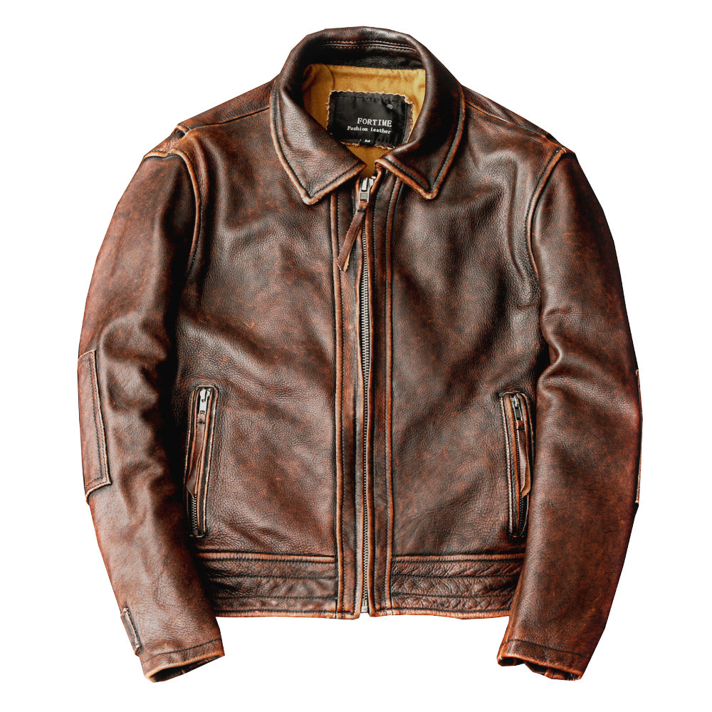 AAKAM レザージャケット Leather Jacket(Brown)サイズ1 Amekaji Men's Cowhide Leather Jacket – Biker Forward