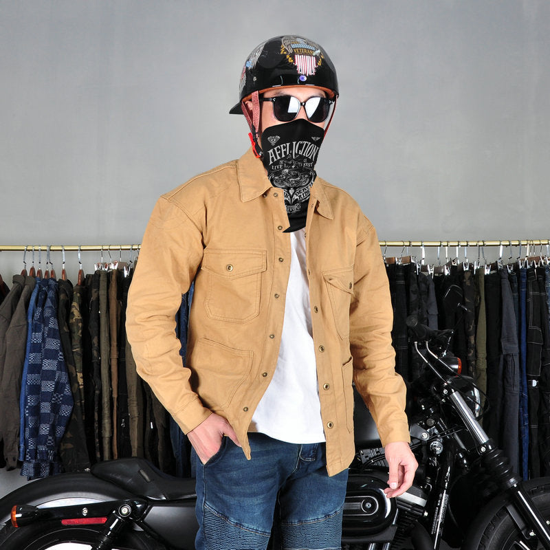 Motorcycle Protective Jacket Shirt - Khaki