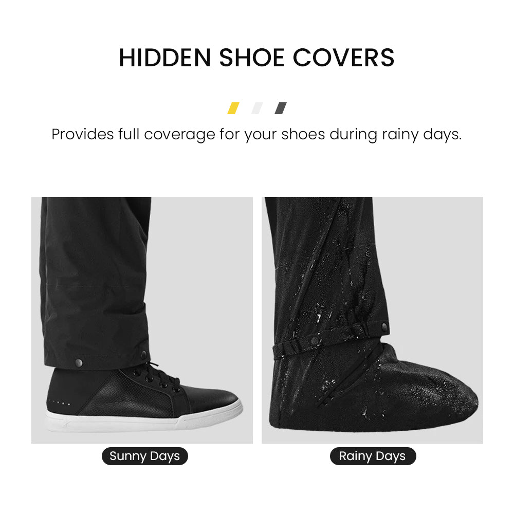 Motorcycle Split Raincoat Pants Suit with Hidden Shoe Covers