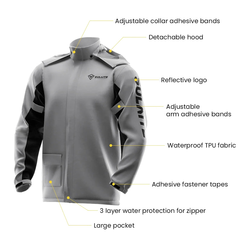 Motorcycle Split Raincoat Pants Suit with Hidden Shoe Covers