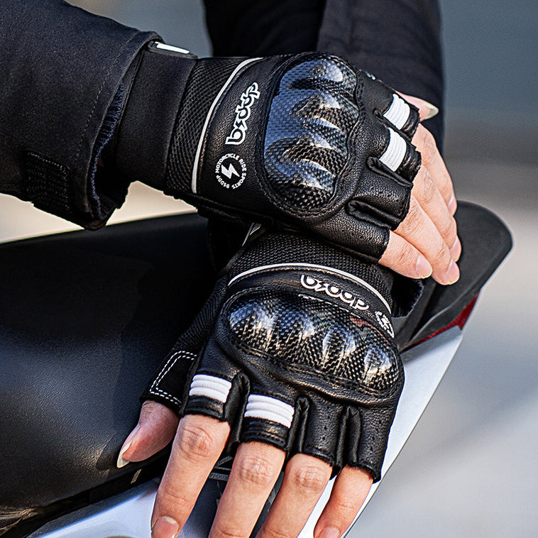 Summer Carbon Fiber Motorcycle Fingerless Gloves
