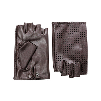 Star-Shaped Hollow Genuine Leather Gloves