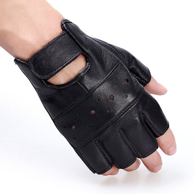 Outdoor Sports Leather Fingerless Gloves