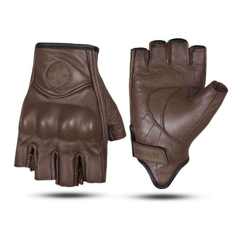 Summer Genuine Leather Fingerless Gloves