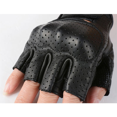 Summer Meshed Genuine Leather Fingerless Gloves
