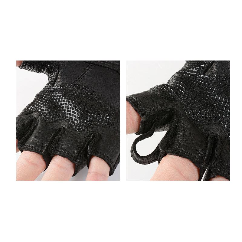 Summer Meshed Genuine Leather Fingerless Gloves