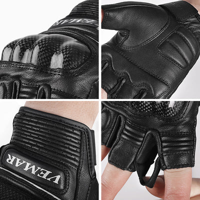 Motorcycle Genuine Leather Fingerless Gloves