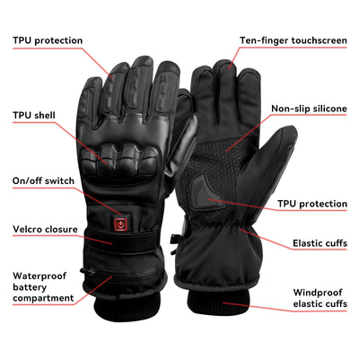 Motocycle Electric Heated Gloves Touch Screen Friendly Winter