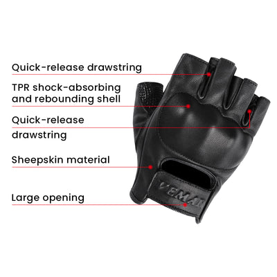 Anti-Fall Cushioning Leather Fingerless Gloves