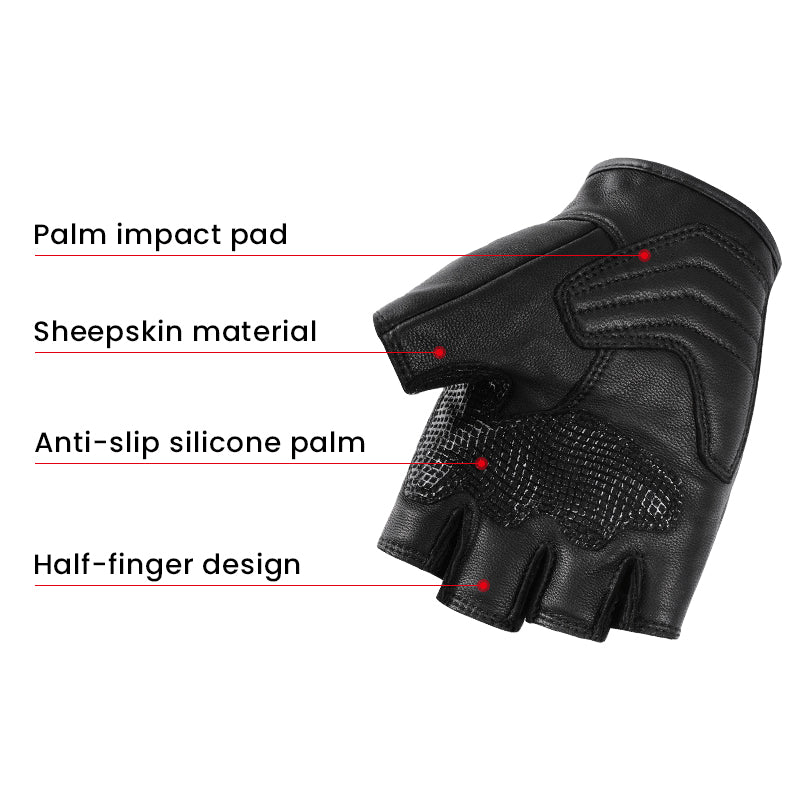 Anti-Fall Cushioning Leather Fingerless Gloves