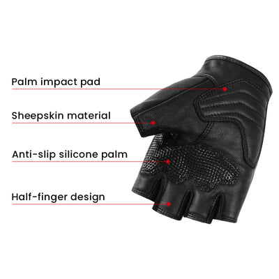 Anti-Fall Cushioning Leather Fingerless Gloves