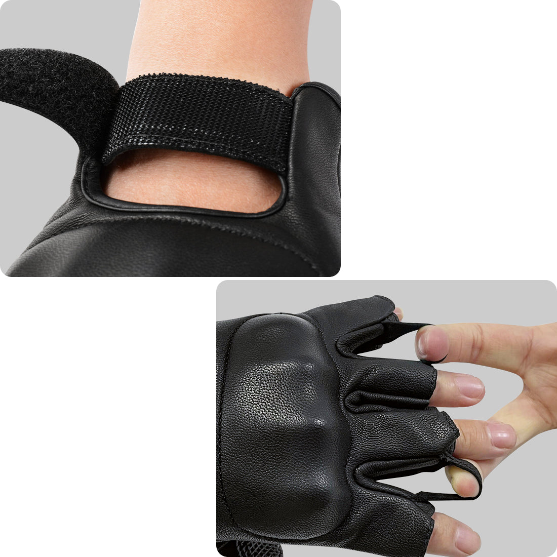 Anti-Fall Cushioning Leather Fingerless Gloves