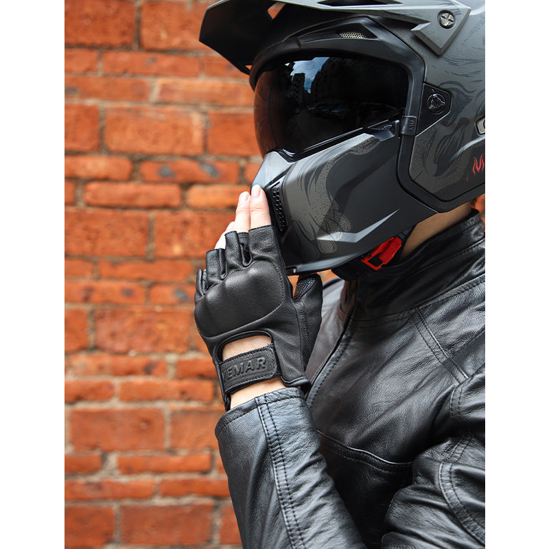 Anti-Fall Cushioning Leather Fingerless Gloves