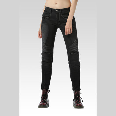 Women Slim Fit Summer Motorcycle Meshed Jeans