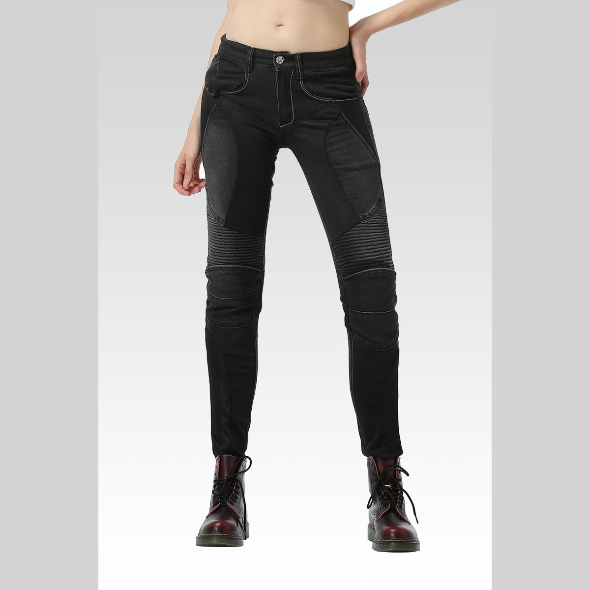 Women Slim Fit Summer Motorcycle Meshed Jeans