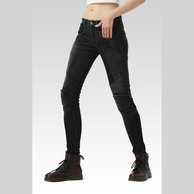 Women Slim Fit Summer Motorcycle Meshed Jeans